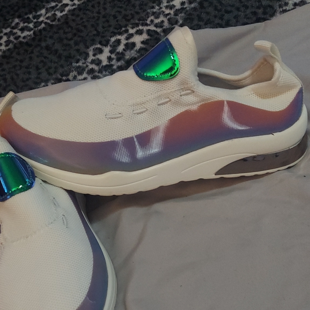 4/$12 Womens  Cream and Iridescent Slip-On Sneakers - Picture 10 of 11